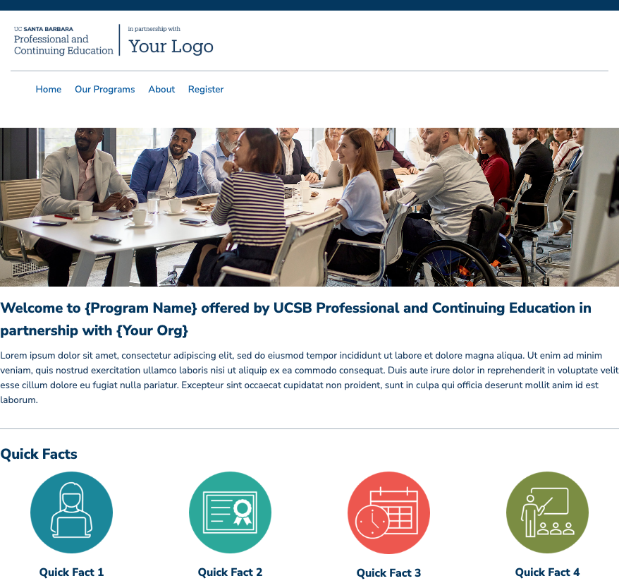 Page Template of Website