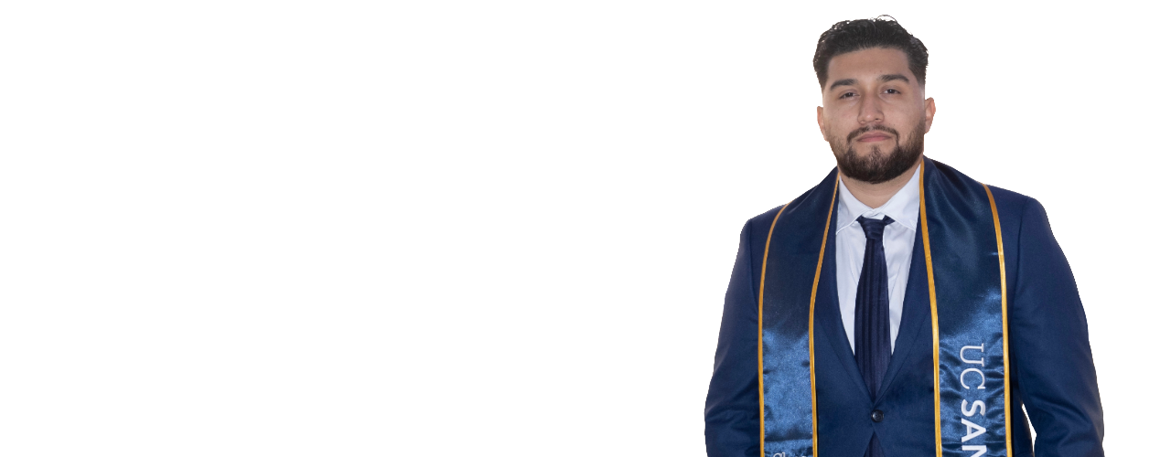 man graduating with blue sash