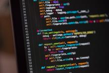 Python source code displayed on dark background showing method definitions, class decorators, and function implementations with syntax highlighting in orange, cyan, magenta, and yellow text, lines 31-55 visible.
